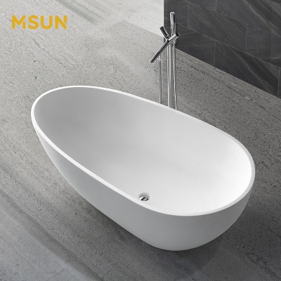 Oval Shape Resin Stone Bathtub Free Standing Bathtub Solid Surface Acrylic Bath Tub