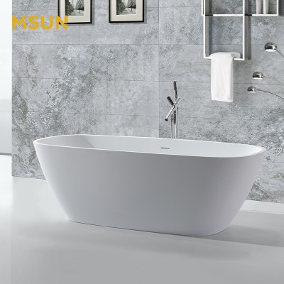 Easy Maintenance Matt Finished Acrylic Solid Surface Freestanding Bath Tub