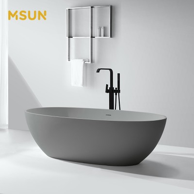 MSUN CUPC Freestanding Bath Supplier Grey Free standing Bathtubs Acrylic Solid Surface Bath tub