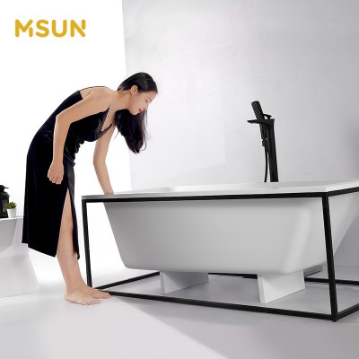 Small Size Matt Solid Surface Freestanding Bathtub Pedestal Bathtub Resin Stone Bath tub