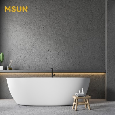 MSUN Round Black Bathtub Acrylic Freestanding Bathtub Solid Surface Bathtubs